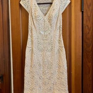 Sue Wong Nocturne Cocktail Gown, Champagne, Size 4